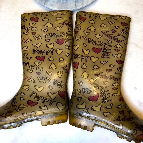 Coach Poppy Hearts Rain Boots Size 8